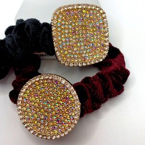 Hair Scrunchies Iridescent velvety Wine and Black. Very Brilliant and Sh…